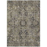 9' X 12' Taupe and Dark Taupe Oriental Washable Non Skid Indoor Outdoor Area Rug